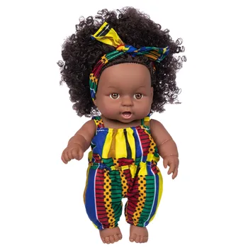 Preto Boneca Africana Menina Boneca para Crianças de Moda de Brincar de bonecas 12inch Perfeito para o Aniversário de Presente de Natal do Bebê de Silicone Bonecas
