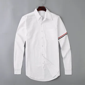 Novo 2021 Homens de Oxford Clássico Colorido listrado de Moda de Algodão, Camisas Casuais Camisa de alta qualidade Bolso longa-Top de mangas M 2XL #M52