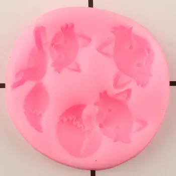 3D Fox Moldes de Silicone DIY Chocolate Argila Molde Cupcake Topper Fondant de Decoração do Bolo de Ferramentas de Sabão Artesanal Moldes de Resina
