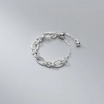 925 de Prata Ajustável Oval Anéis da Cadeia Charme Boho Minimalismo Presente de Aniversário Haut Femme Anillos Anéis para as Mulheres de Jóias
