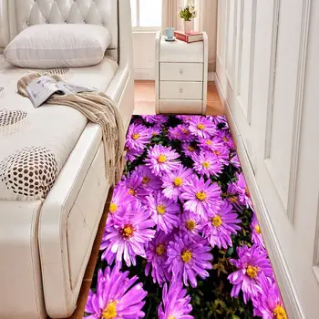 A Impressão 3D Sala de estar Carpetes Interior de Entrada Capacho de Cabeceira Área do Tapete Flor de Grama Plantas Anti-Deslizamento-de-Cabeceira em Carpete Tapete Carpete