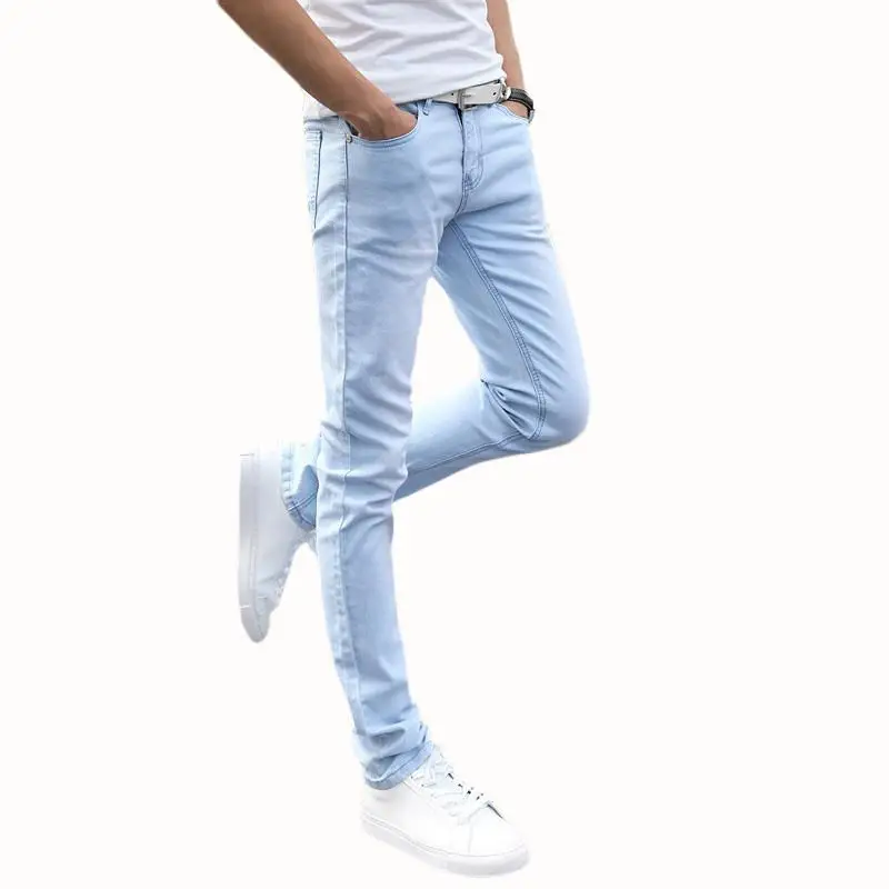 2021 Moda Sol Novo de Moda masculina Casual Esticar a calça Jeans Skinny, Calças Apertadas Calças de Cores Sólidas tamanho 27-36