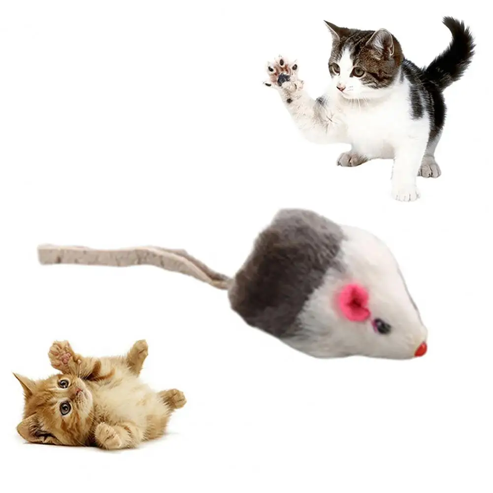 Gatos de estimação Gatinho Bonito Mouse Pelúcia Boneca Molar de Jogo Interativo do Zero Brinquedo de Mastigar (de cor Aleatória）
