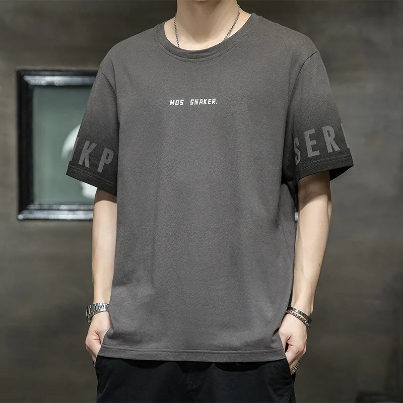 T-shirt dos homens verão 2021 nova moda da marca tendência de algodão casual meia-manga roupas soltas coreano compassivo