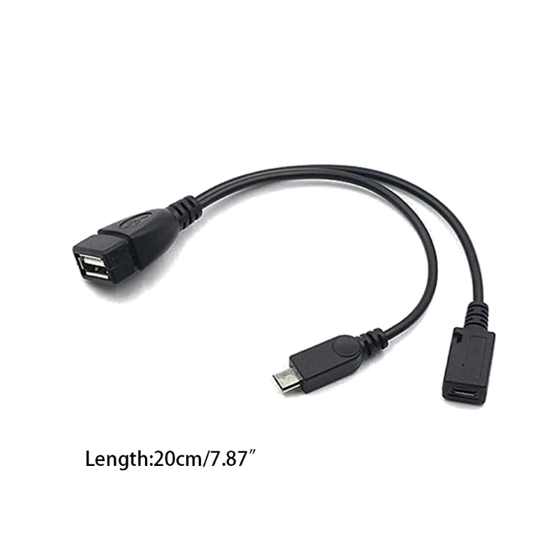 11UB 2 em 1 Micro USB do Adaptador OTG com Poder de Pau de Fogo/Dispositivos Host etc - 2 Pack de 20cm/7,87 pol