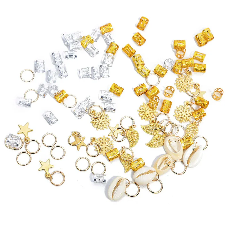 80 Peças de Cabelo Jóias Anéis de Alumínio Acessórios Dreadlocks Metal Punhos Decorações Pingentes para Torcer Crochê Trança de Cabelo