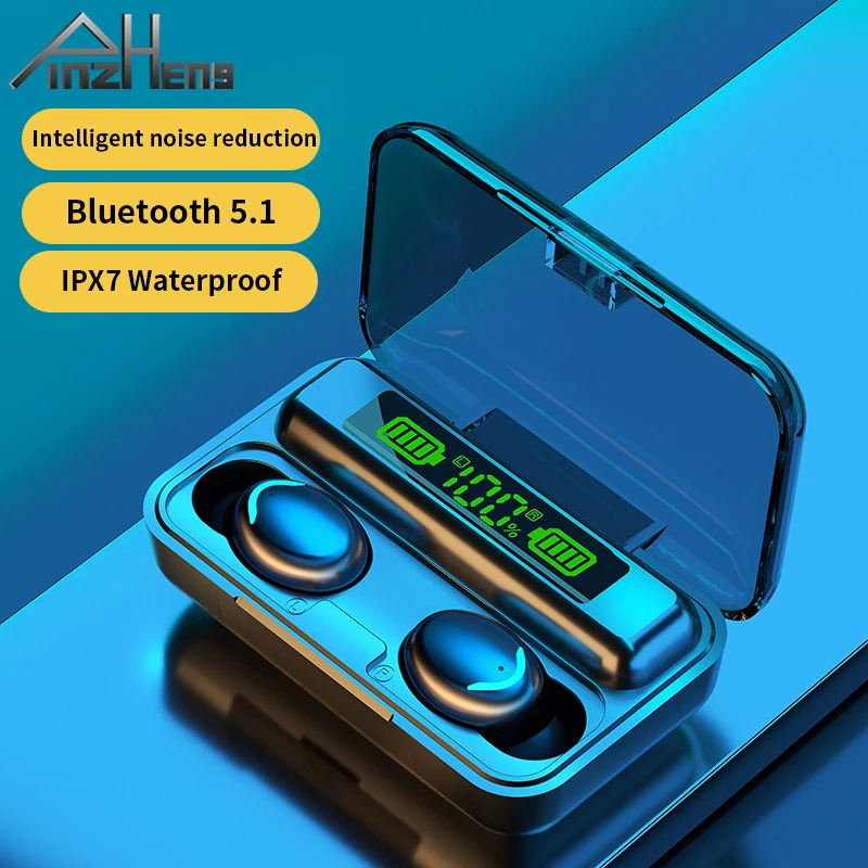 PINZHENG F9-V5.0 Bluetooth 5.0 Fones de ouvido TWS impressão digital Touch Fone de ouvido hi-fi Estéreo Em-orelha Fones de ouvido Fones de ouvido sem Fio Para o Esporte