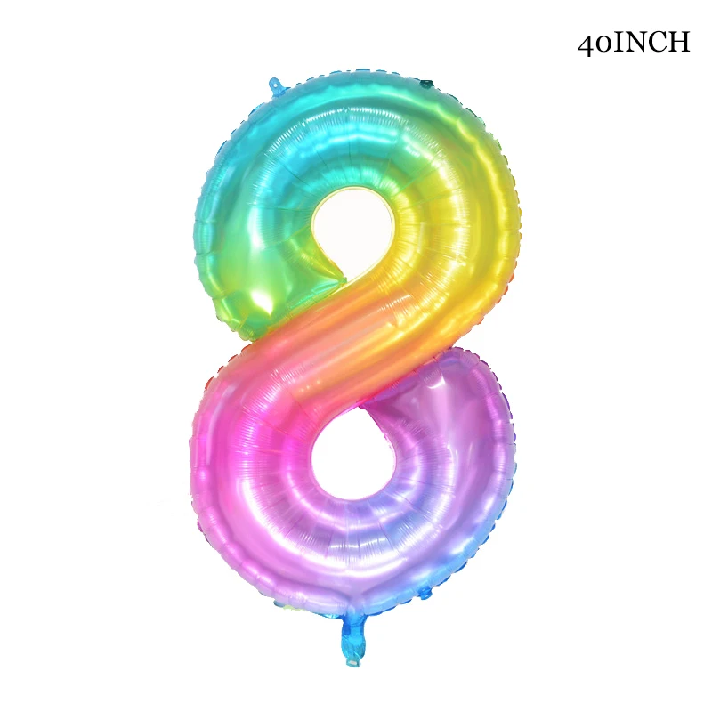 1pcs 40inch Gigante arco-íris Número de Balão Folha de Alumínio Balões Folha Digital Balões de Chuveiro do Bebê Casamento Decoração Festa de Aniversário