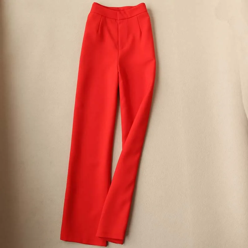 Terno vermelho definir 2020 novas mulheres de primavera e outono, moda OL temperamento jaqueta e calças de perna larga elegante roupa de duas peças