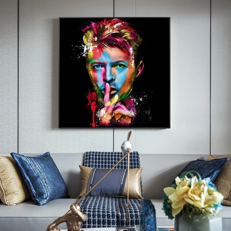 Famoso Roqueiro David Bowie Pintura a Óleo sobre Tela Barra de Arte de Parede Fotos Retrato de Cartazes para Sala de Decoração de Casa (Sem Moldura)