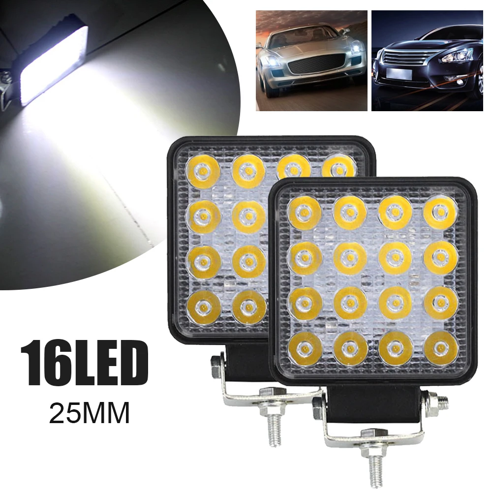 2pcs 48W Carro LED Luz de Inundação de Luzes de Spot Conduzir a Lâmpada SUV de Condução do Caminhão de Neblina Lâmpada Impermeável, à prova de Choque Execução Faróis