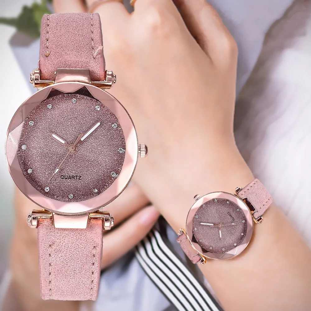 As mulheres de melhor Marca de relógios de Luxo de moda feminina coreano Strass Rosa de Ouro do Relógio de Quartzo Feminino Correia de Relógio Relógio Feminino Presente Q