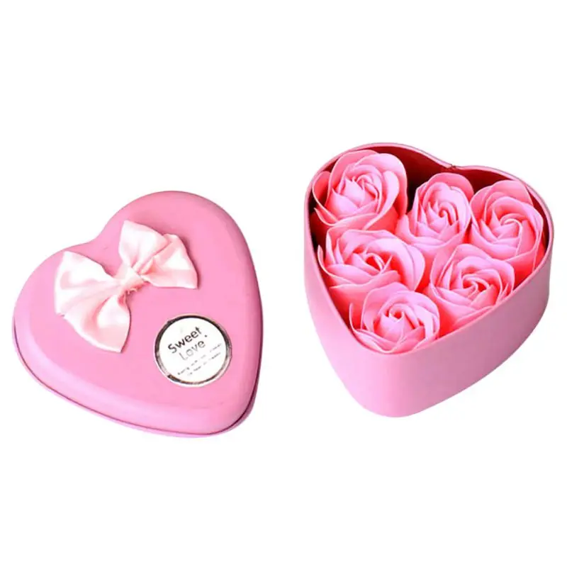 6pcs/set Artificial Perfumadas Pétalas de Rosa Caixa de Presente Banho com o Sabonete Flor de Presente de Casamento do Favor de Partido para o Dia das mães Dia dos Namorados