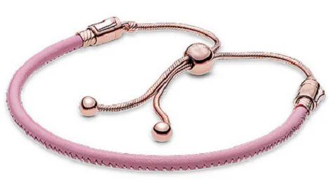 Entrega grátis 925 Silver Pando cor-de-Rosa de ouro rosa de Couro de Cobra Pulseira de charme original, Adequado Mulheres diy jóias