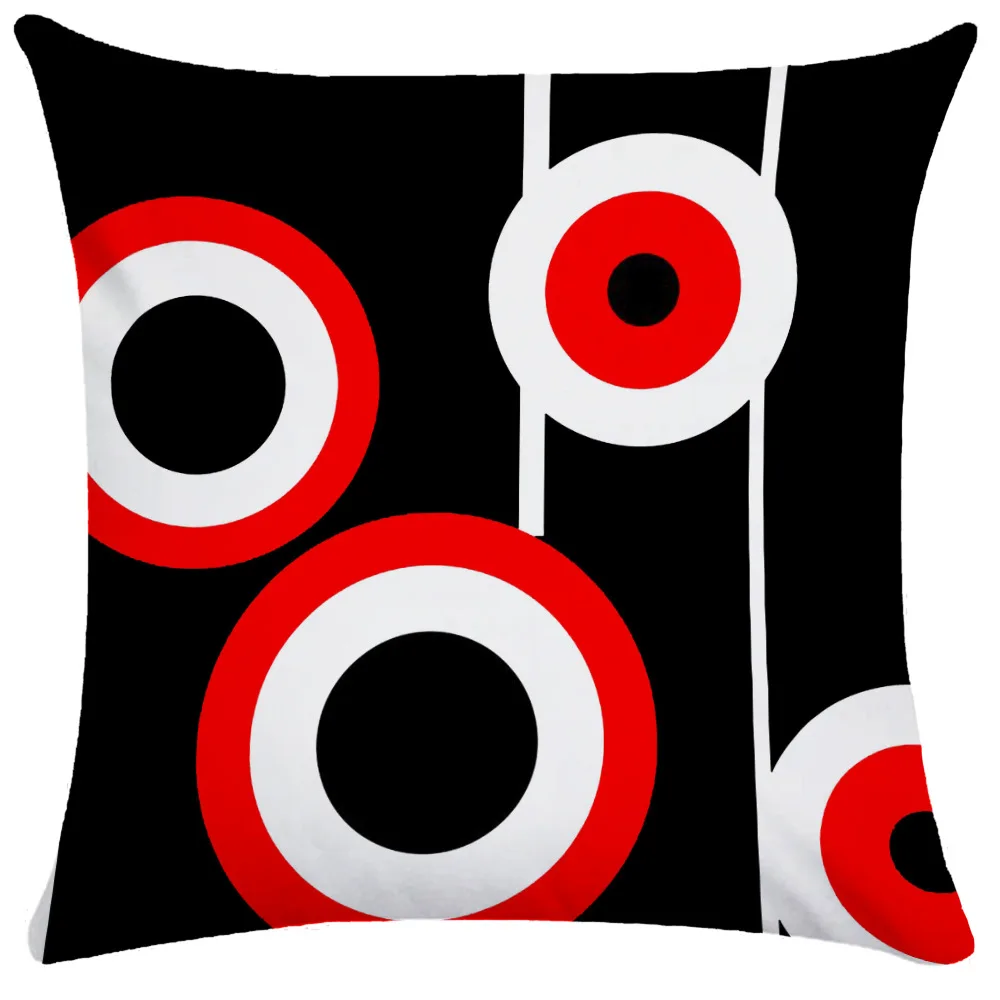 Estilo nórdico Vermelho e Preto Geometria Fronha Carro Almofada de Sofá Pillowslip Almofadas Decorativas Cadeira a Arte da Capa de Almofada 45cm