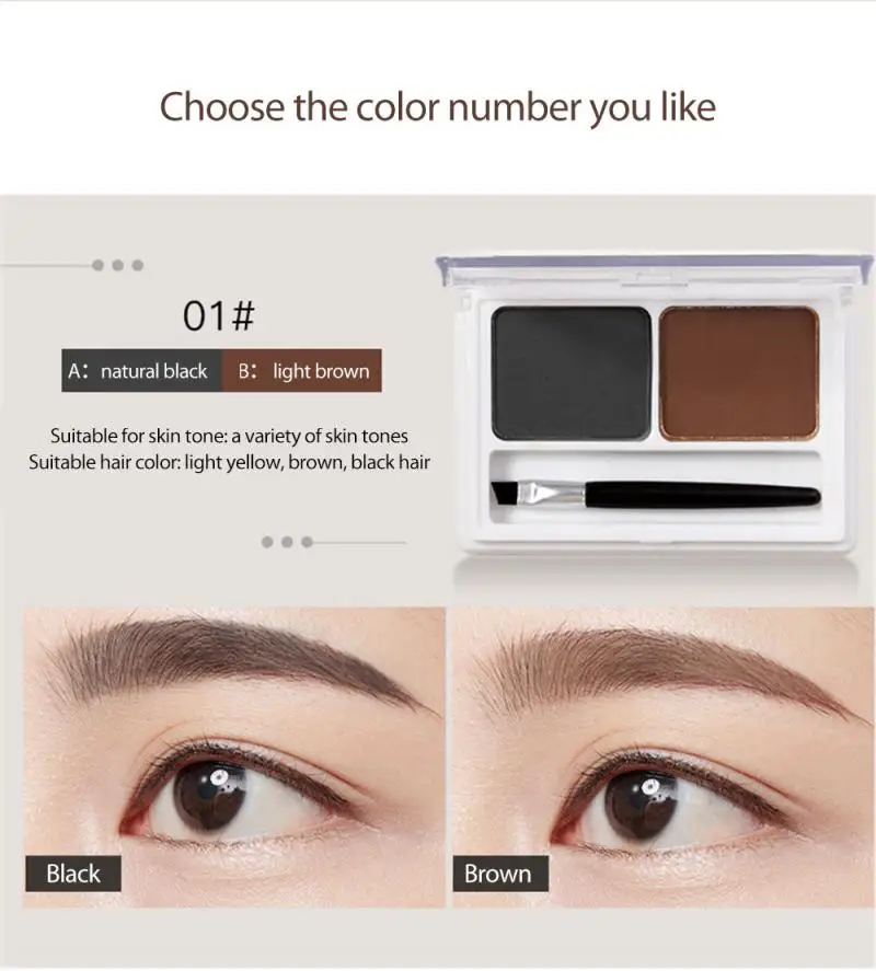 MAYCHEER de Duas cores de Pó Sobrancelha Impermeável, à prova de Suor Fácil a Cor Natural do Olho da Testa Creme Natural a Maquiagem dos Olhos TSLM2