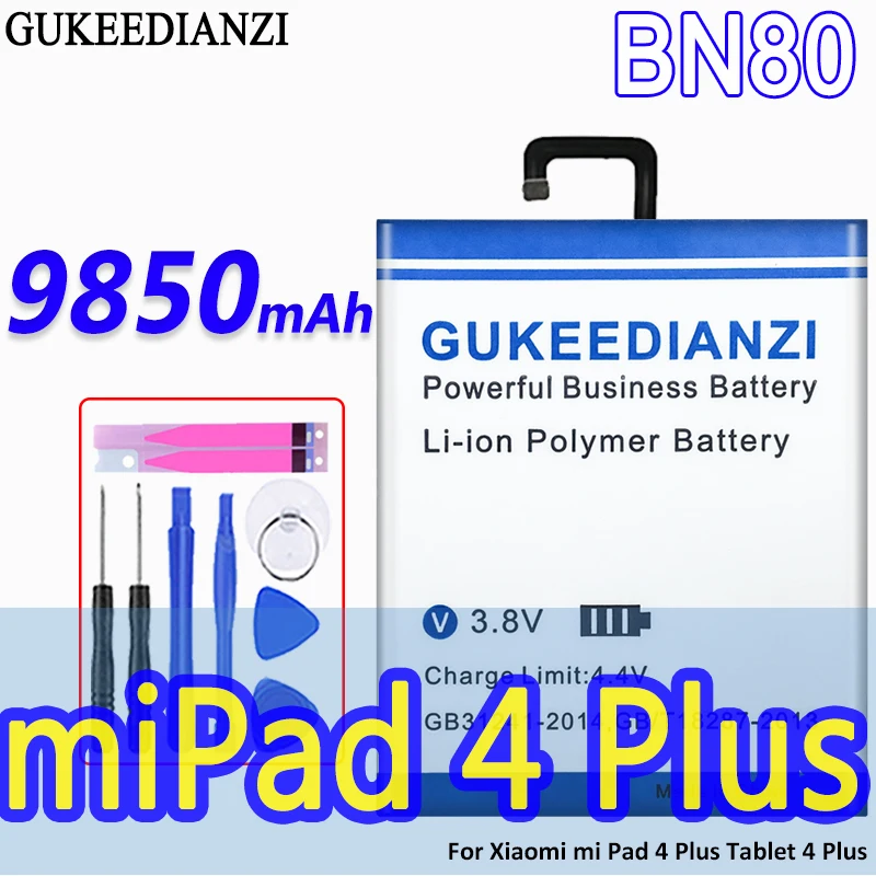 GUKEEDIANZI BN80 9850mAh Bateria de Alta Capacidade Para Xiaomi Pad 4 Plus Tablet 4 Plus