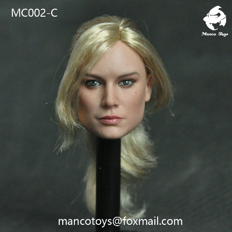 Em Estoque MC002 1/6 Brie Larson Feminino Head Sculpt Longo Encaracolado Cabelo Amarelo para 12