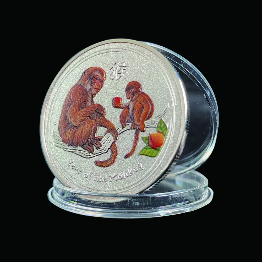 O ANO Do Macaco de Prata Comemorativa de Moeda de Metal Elizabeth II Bonito Animal