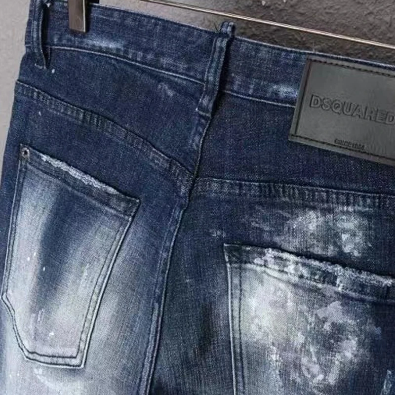 2021NEW calças dos Homens Dsquare rasgado patch pintadas, envernizadas homens Buraco na rua d2 jeans homem QUENTE