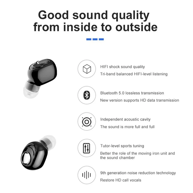 2021 NOVO Mini Fone de ouvido Bluetooth Estéreo sem Fio auscultadores Com Microfone de mãos-livres Esportes Fones de ouvido Estéreo Para smartphones
