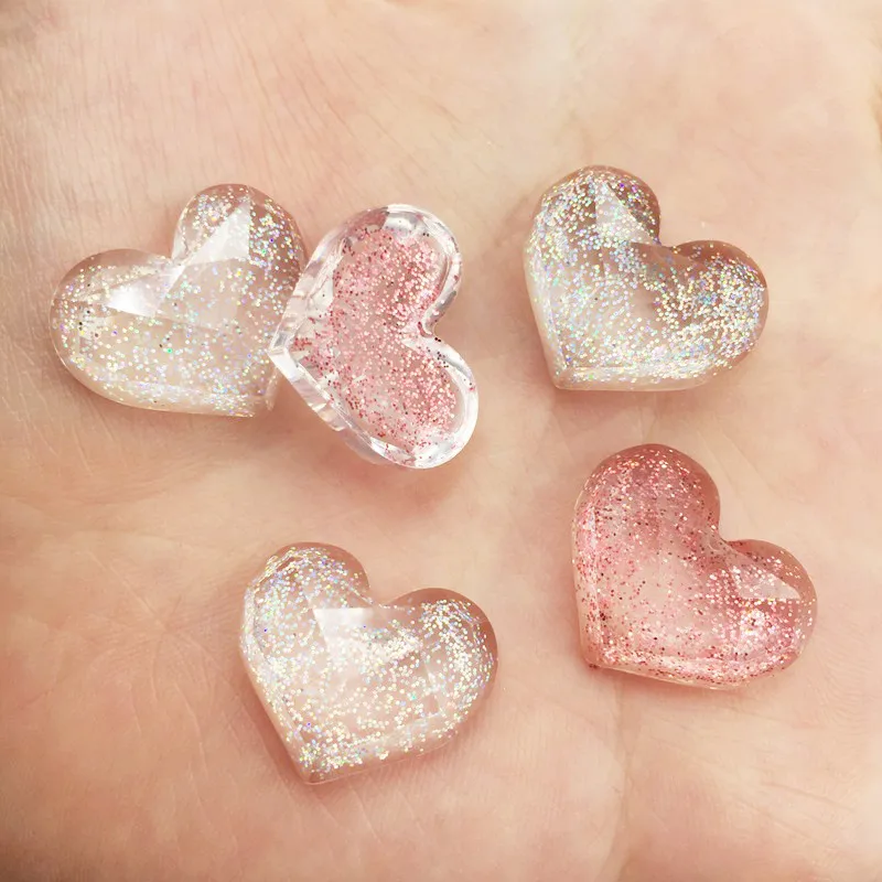 Novo 10PCS Glitter Brilhante de Cristal Facetado Coração Flatback Strass Scrapbook Casamento DIY Apliques Ornamentos PF871