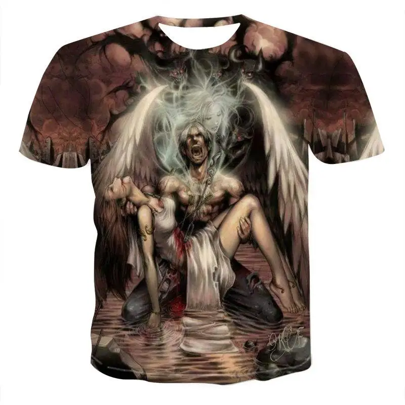 2021 Novos Homens do Crânio T-shirt da Marca Estilo Punk Dedo Crânio 3D Impresso T-shirt dos Homens Topo Hip Hop Crânio Punisher T-shirt
