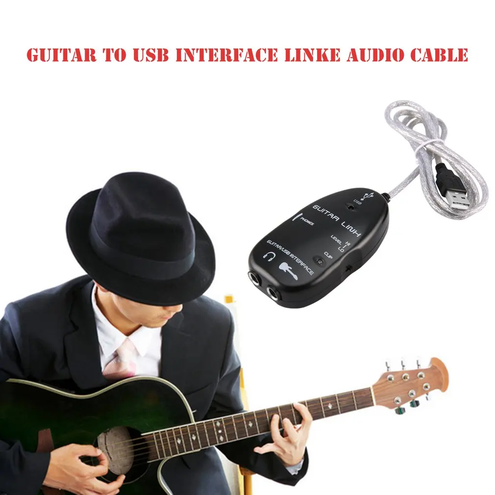 Electric Guitar Link USB Cabo de Áudio Interface Guitarlink Levar para o Computador Para PC, MAC Gravação em MP3 XP Com o Software do Driver Quente