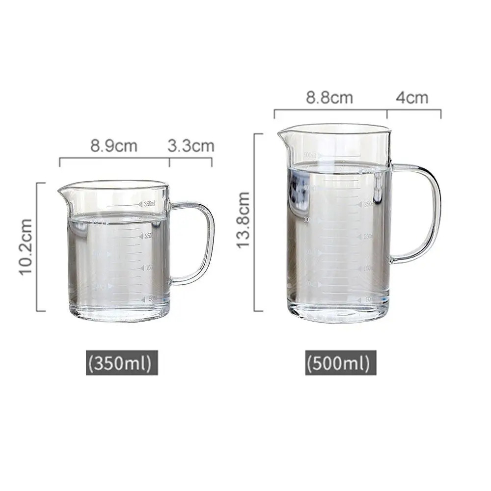 Vidro de Borosilicato de alta 350 ml/500ml de Recipiente de Medição Jarra, Copo de Vidro Durável Criativo Café Potes de Vidro de Cerveja de Copo de Medição