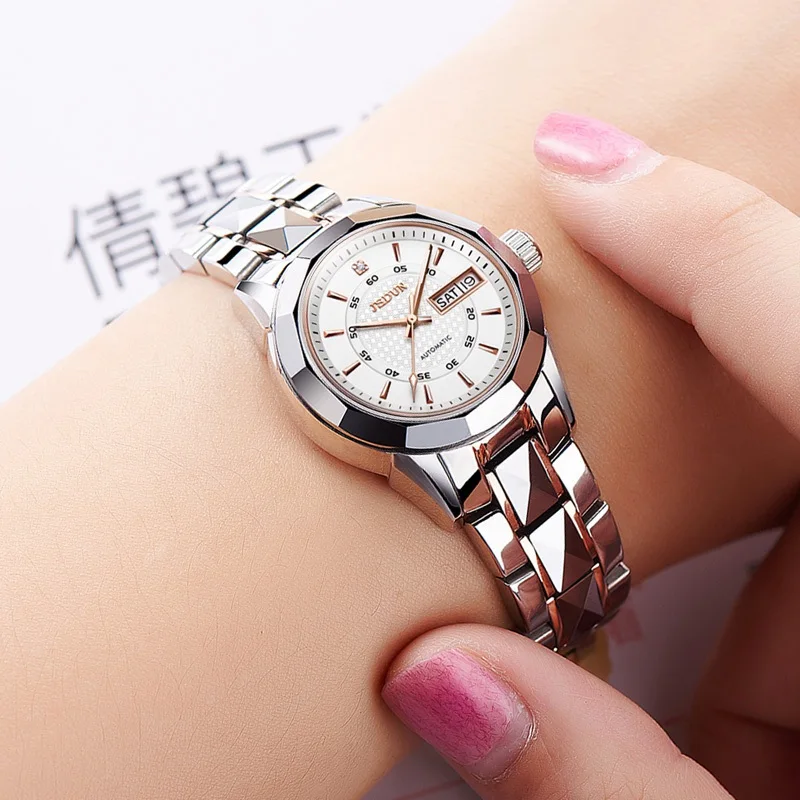 Marca de luxo Esqueleto Mulheres Mecânica relógio de Pulso de Aço inoxidável, Impermeável Senhoras Relógios Automáticos Montre Femme Auto Vento