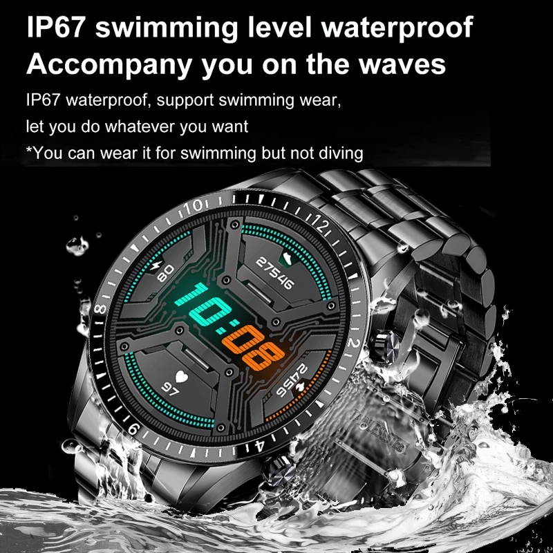 2021 Novo Smart Relógios de Homens Ecrã Táctil de Esportes Relógio de Fitness IP67 Impermeável Bluetooth Para Android ios smartwatch Mens+caixa