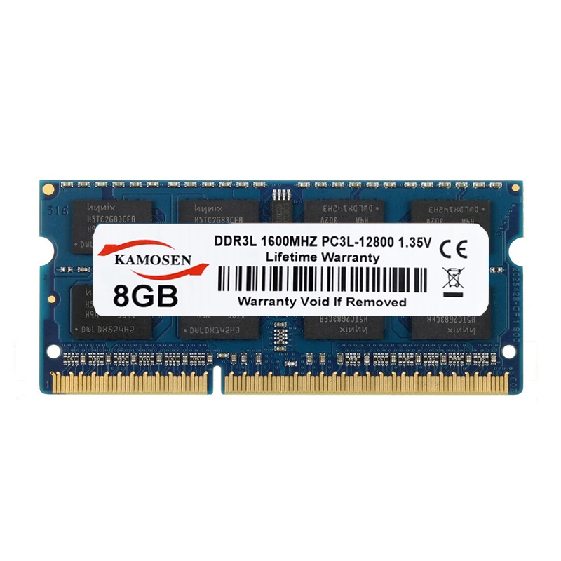 KAMOSEN DDR3L RAM 4GB 8GB 1600MHz nova marca de baixa tensão 1.35 V PC3L-12800 notebook memória azul SODIMM 240-pin Não-ECC