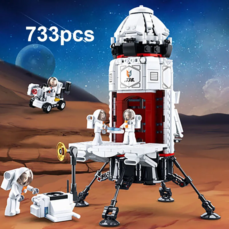 680+Pcs SLuban de Exploração de Marte da Base de dados de Foguete Sonda Modelo de Blocos de Construção de Blocos de Construção para Crianças, Brinquedos Educativos Presente