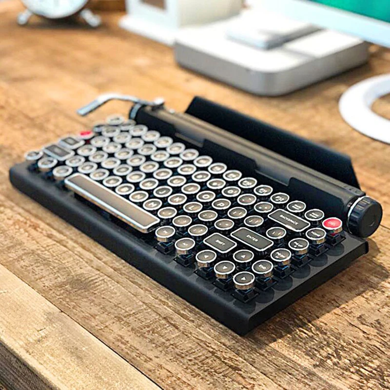 Máquina de escrever, o Teclado sem Fio Bluetooth RGB luz de fundo Colorido Retro Teclado Mecânico para Celular, Tablet, Laptop GK99