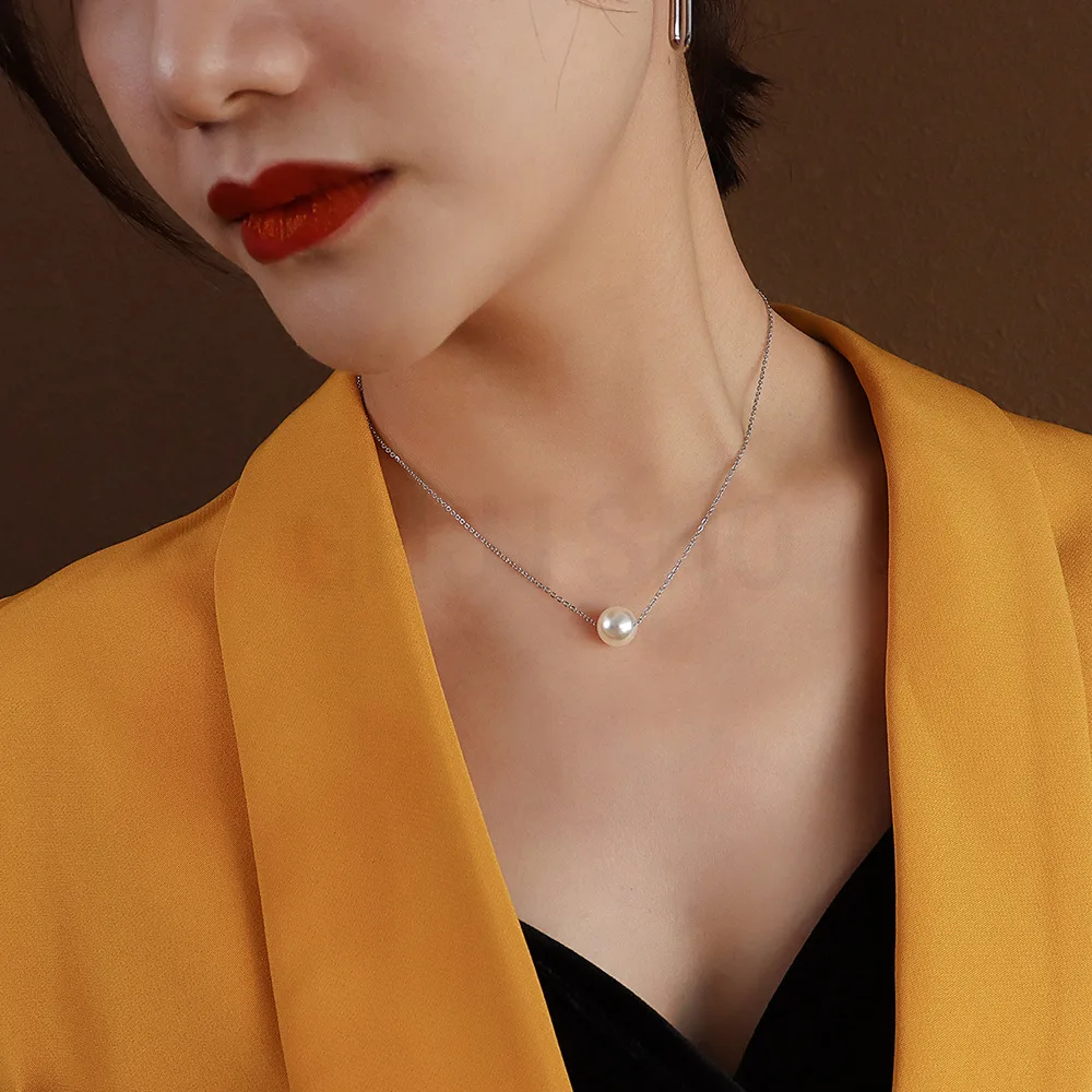 Nova Personalidade De Moda Coreano Onda Bonito Colar De Pérolas De Imitação De Cristal Colar Pingente Invisível, Transparente Jóia De Menina De Presente