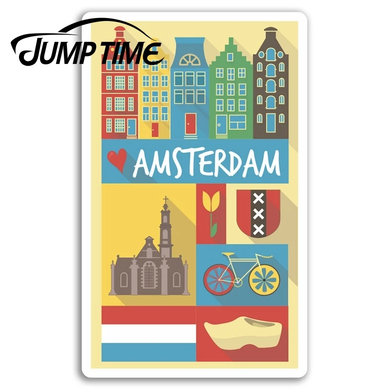 Saltar Tempo para Amsterdam Adesivos de Vinil de Viagem da Cidade de Adesivo Laptop de Bagagem Impermeável Acessórios pára-choques de Carro Decal