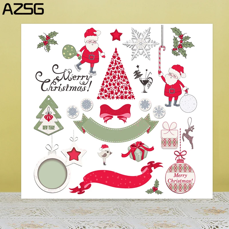 AZSG de Natal, Papai Noel os Presentes de floco de Neve Clara Selos Para DIY Scrapbooking/cartões/Álbum Decorativos de Silício Carimbo de Artesanato