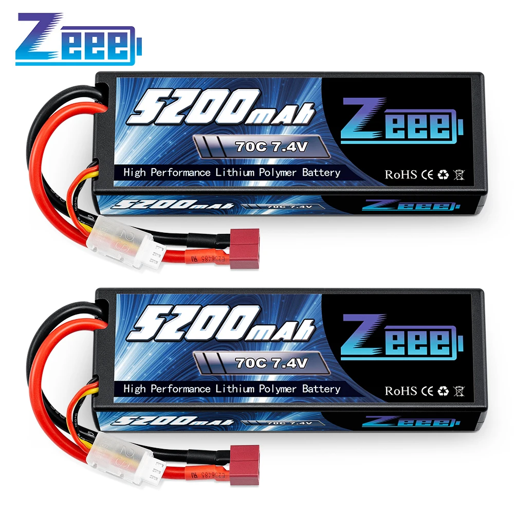 2units Zeee Bateria Lipo 2S 7.4 V 70C 5200mAh Caso Difícil com Reitores Plug para 1/8 1/10 RC Veículos Automóveis Caminhões Avião Barcos