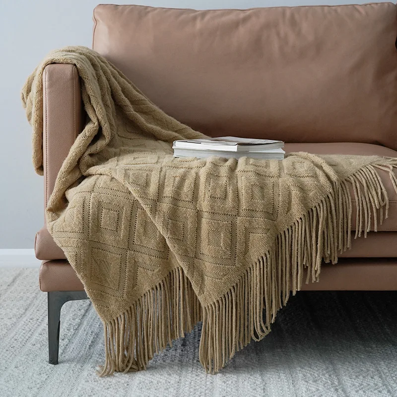 Nordic Jogar Cobertor de Borla Colcha de Lã mantas de cama decorativa Capa Cobertor para o Plano de Viagem Geometria Cama de Suprimentos