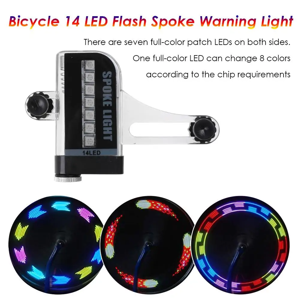 Bicicleta de Cycling Bicicleta de Pneu Pneu Roda de Válvula de 14 LED Flash Falou Aviso de Lâmpada da Luz de Bicicleta Falou Decorações de Bicicleta as Luzes