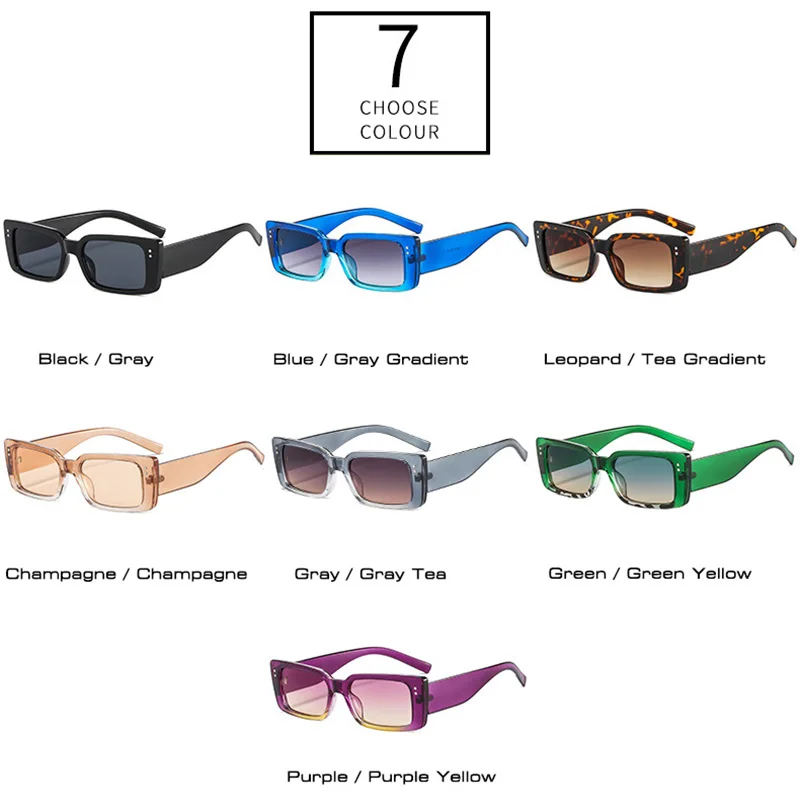 SHAUNA Retro Retângulo Colorido Gradiente de Óculos de sol das Mulheres da Moda Unhas Óculos Tons UV400 Homens Quadrado Azul Verde Óculos de Sol