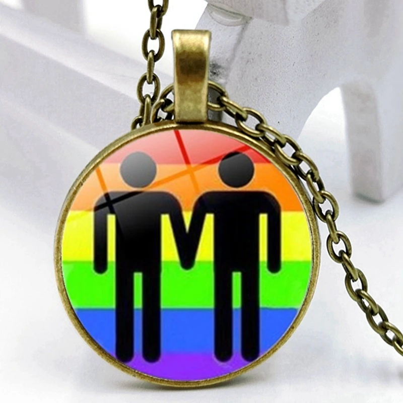 Novo 2020 Gay Lésbica Orgulho do arco-íris Cúpula de Vidro com Pingente de Lagosta Fivela Colar Pingente Jóias