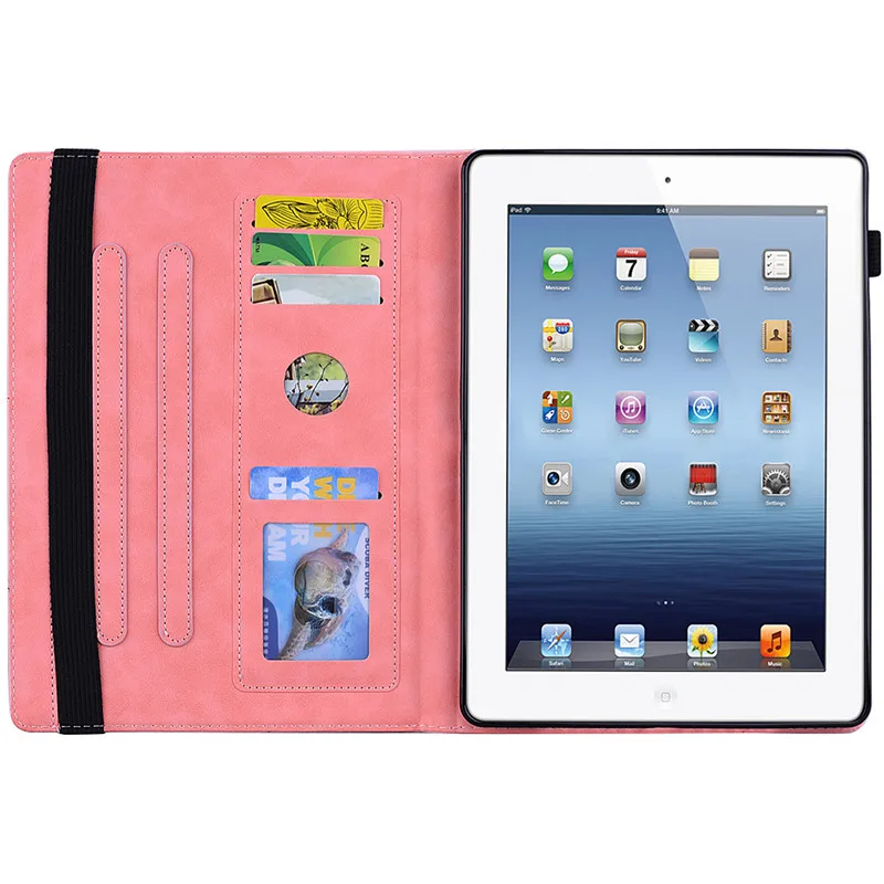 3D Flor em Relevo para iPad 2 3 4 A1395 A1396 A1458 Caso de Carteira de PU de Couro à prova de Choque Smart Cover para Funda iPad4 3 2 9,7 polegadas