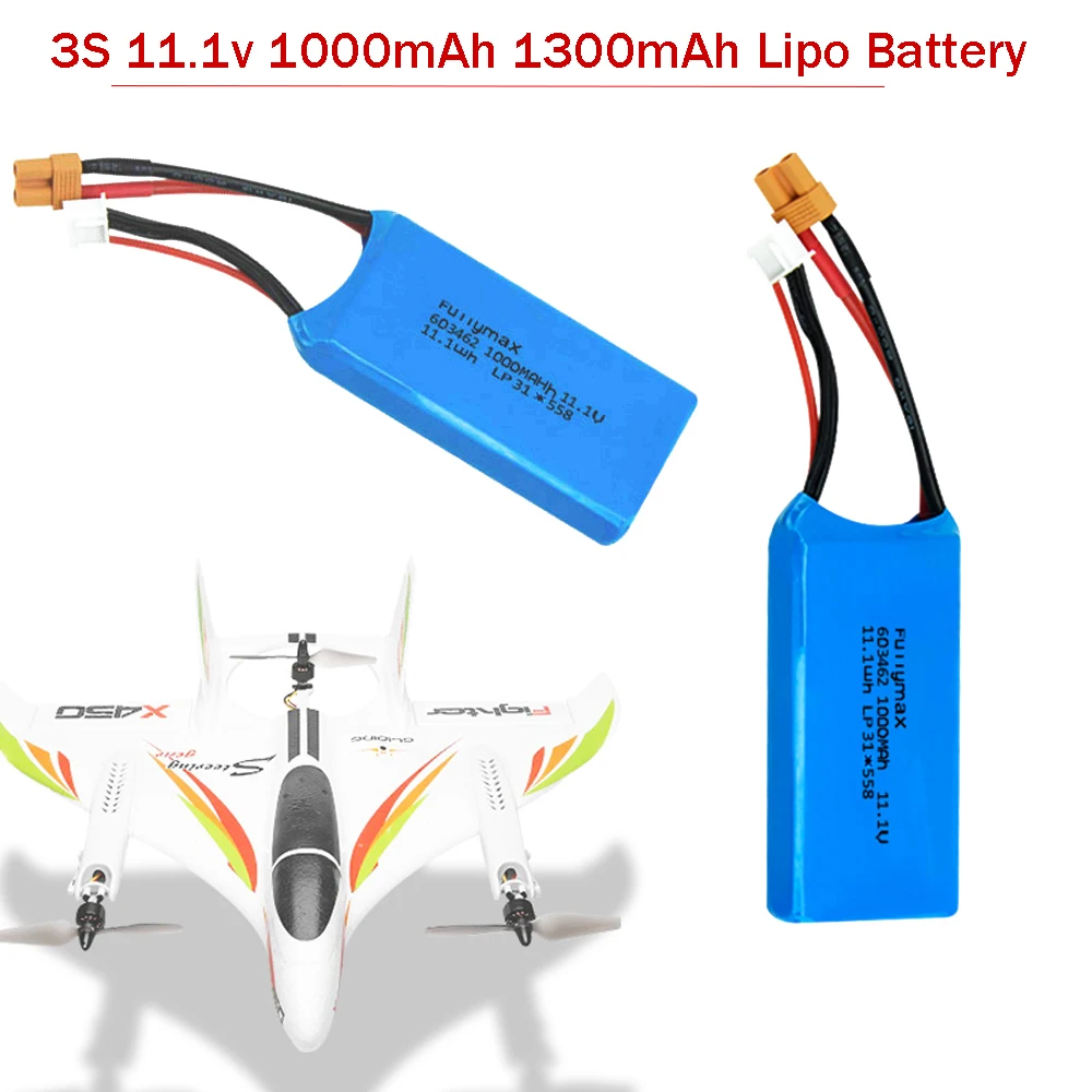 RC Brinquedos Bateria 3S 11.1 v 1000mAh 1300mAh Bateria de Lipo para XK X450 FPV RC Drone Peças de Reposição 3S Bateria Recarregável XT30 plug