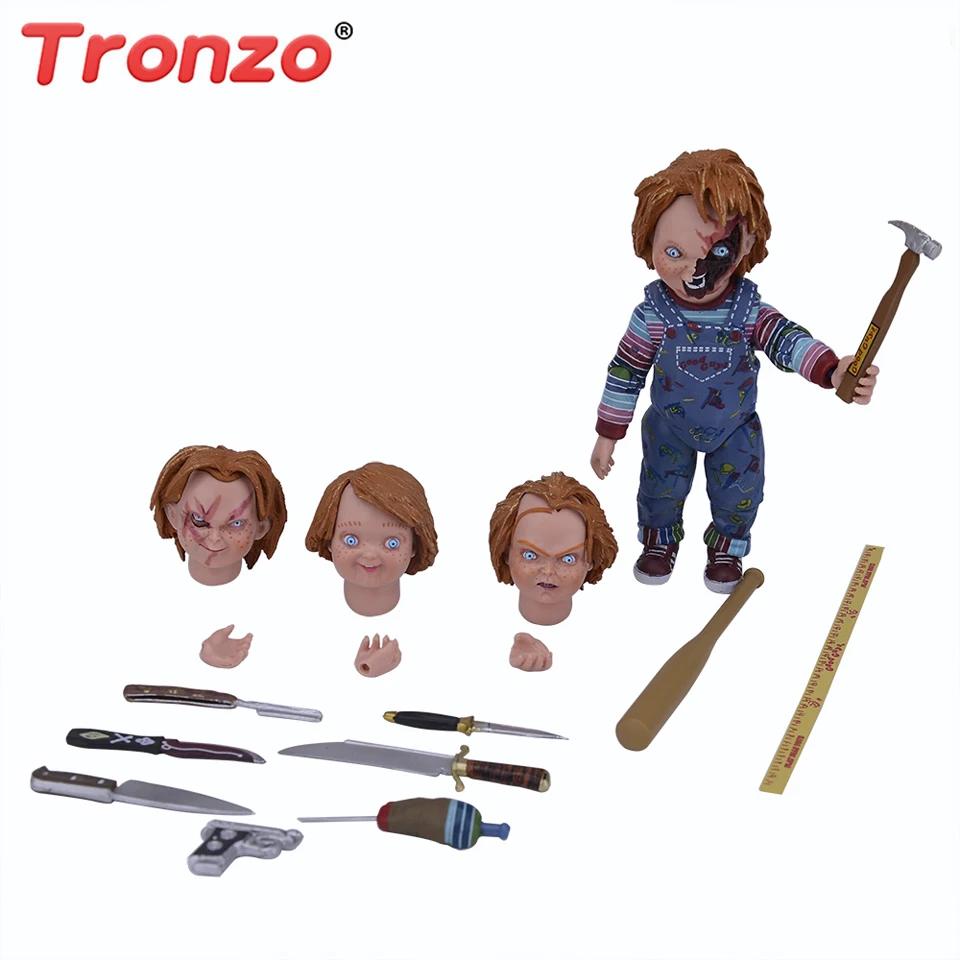 Tronzo Neca Horror Figura brincadeira de Criança Chucky Móveis de PVC Figura de Ação do Assustador Filme a Noiva de Chucky brincar com bonecas e Brinquedos de Presente Para o dia das bruxas