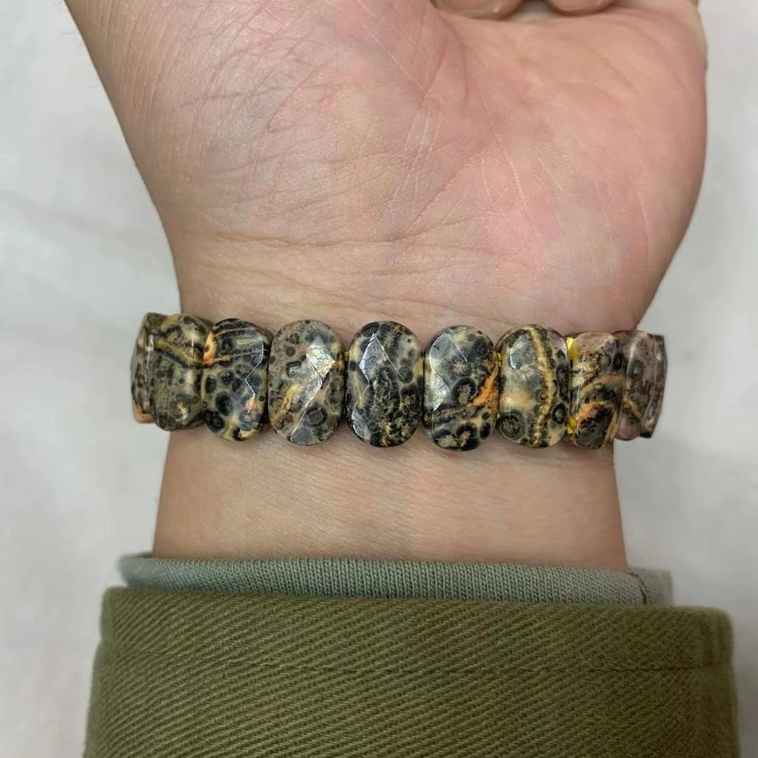 Leopard jasper perla o bracelete de pedra natural, pedra preciosa jóia pulseira para a mulher para o homem atacado !
