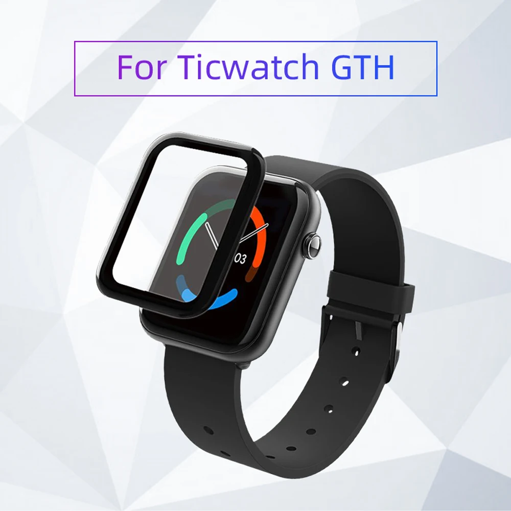 2pcs soft 3D Curvas de Borda Total Película Protetora Para Ticwatch GTH smart watch Anti-risco Assista a Filmes Protetor de Tela