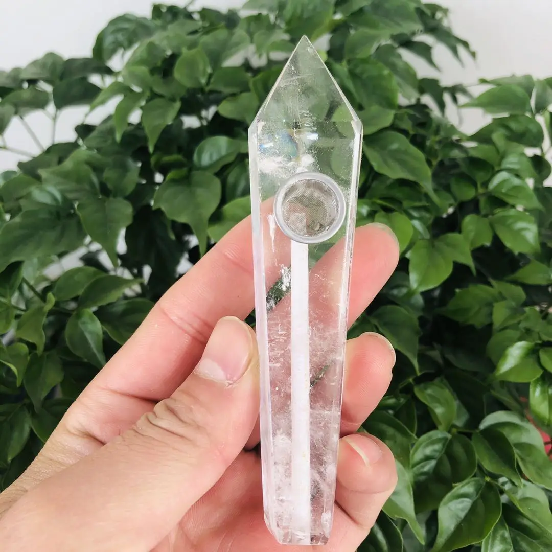 MOKAGY 10cm Natural Claro Cristal de Quartzo Varinha de Cura a Longo Fumar Cachimbo para Presentes 1pc