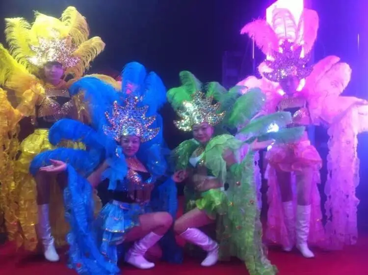 As mulheres da festa evento show de performance roupas Sexy palco de dança, traje de carnaval pena o desgaste da dança