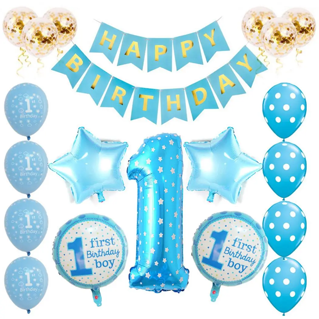 19 Confete Balão Dot Estrela Número de Balões Folha do animal de Estimação 1ª Festa de Aniversário Banner Balão de festas Decoração Para Gatos Cães